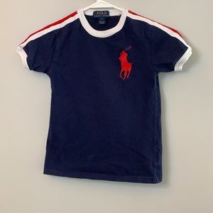 Blue polo by Ralph Lauren shirt red/white sleeves